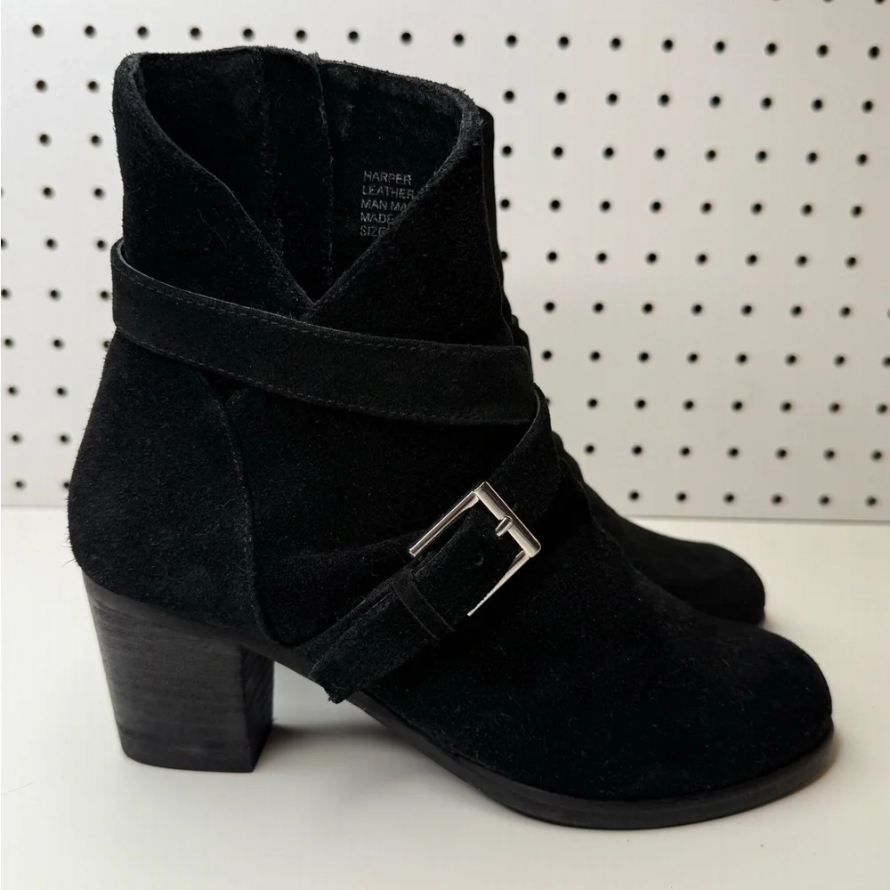 Anthropologie Matisse Harper Black Suede Leather Ankle Boots Women’s 7M Side Zip